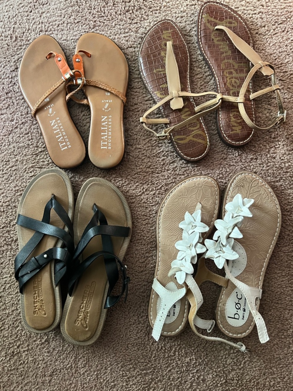 Sam Edelman White Floral T-Strap Sandals